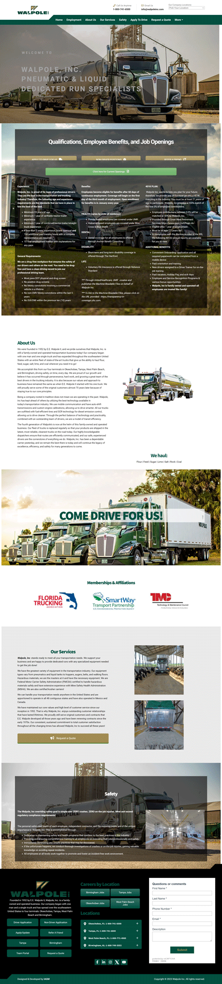 Image of Walpole website as an example of the 3-5 page website. This is an example of the Web Development Source One Solutions can do.